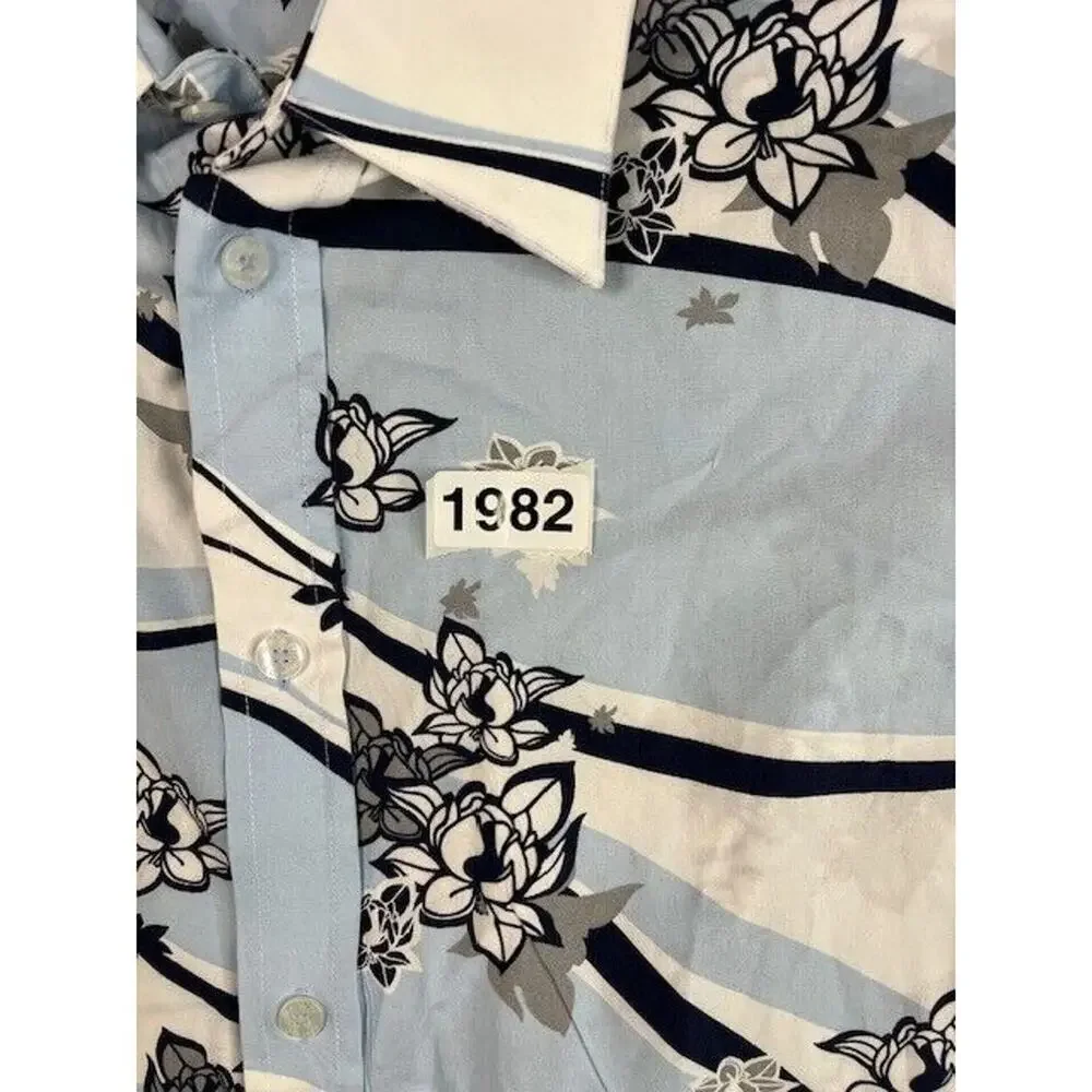 Sean John Shirt Mens 2XL Blue‎ Flower Long Sleeve Button Up Adult XXL
